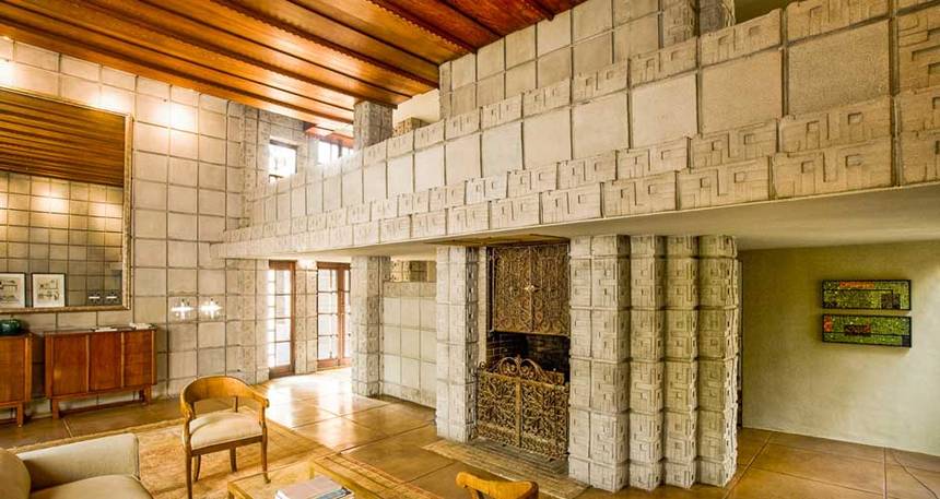 专利权混凝土砌块是一堵漂亮的墙./米勒德之家,弗兰克·劳埃德·赖特